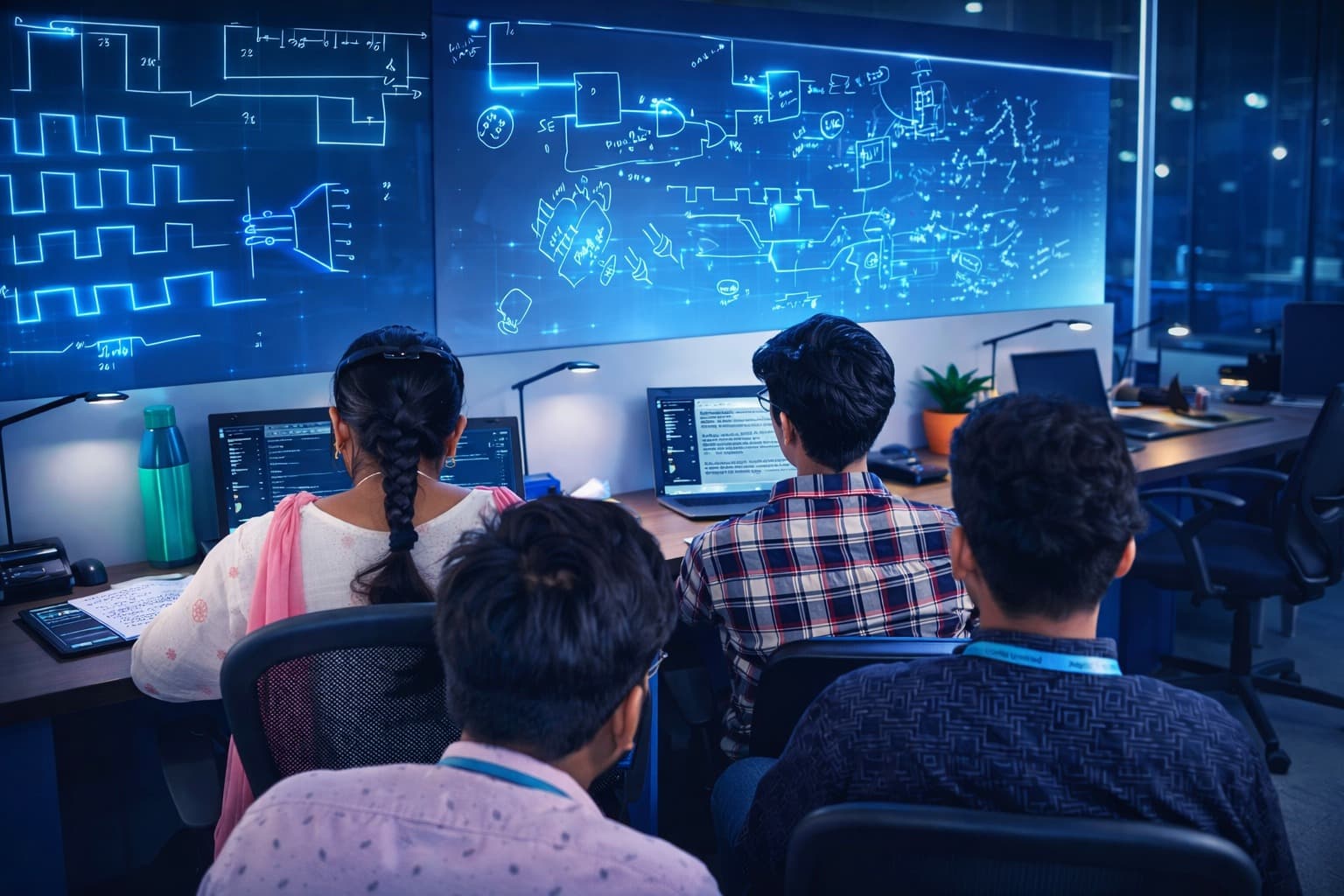 Semiconductor engineer at workstation