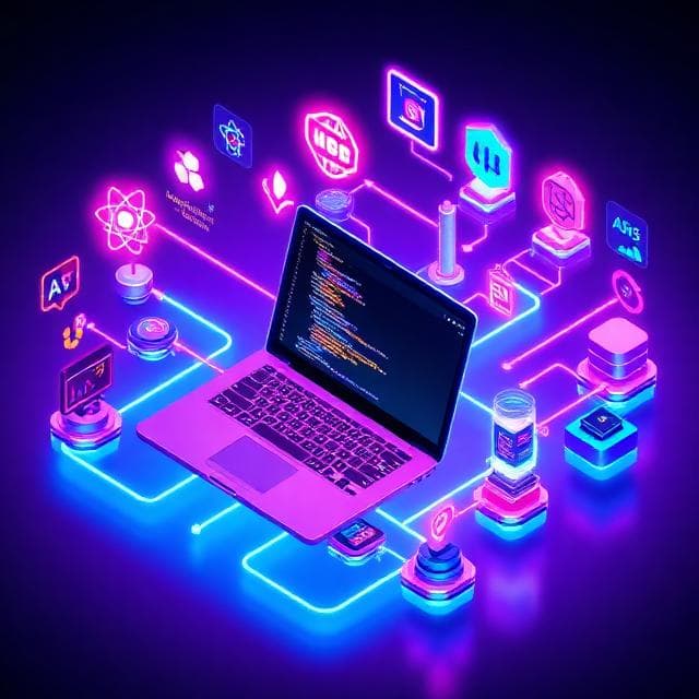 Modern software development team working in office